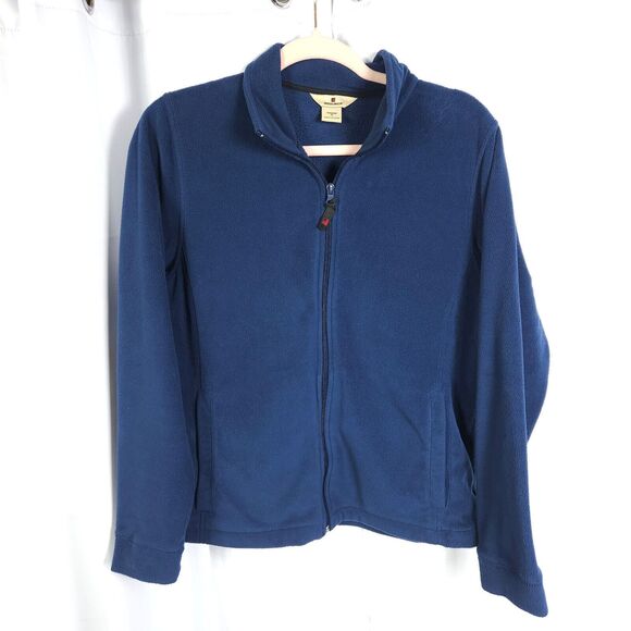 Woolrich Womens Medium Navy Blue Full Zip Fleece Mock Neck Sweater Jacket - Picture 1 of 7